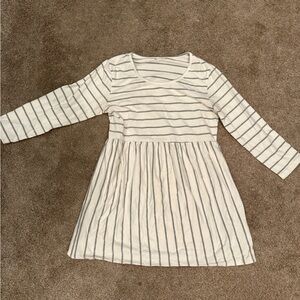 Maternity Striped White and Gray 3/4 Sleeve Top